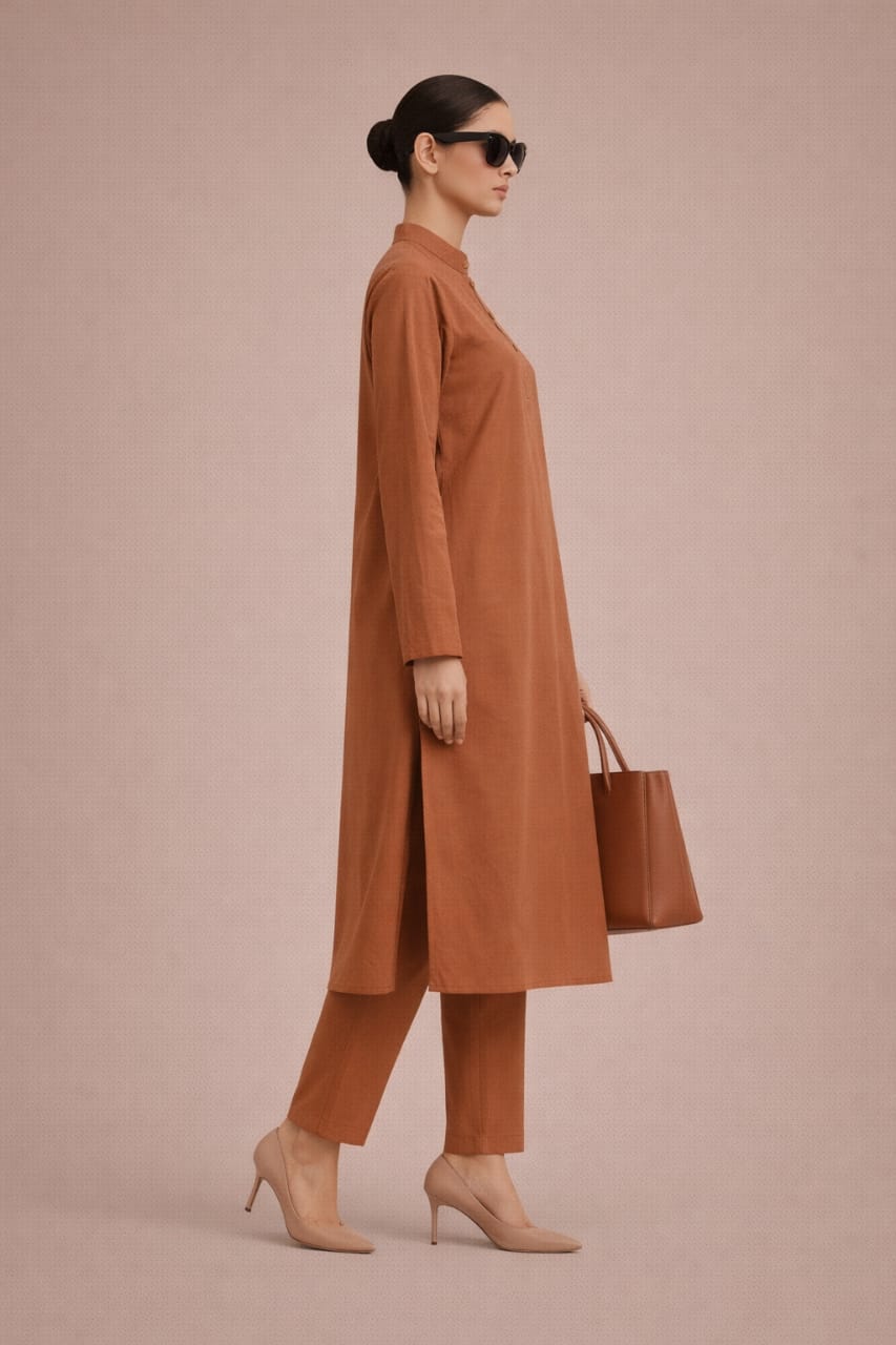 Elegant Women –Sunset Apricot 2PC Premium Cotton Set (RTW | Summer Drop 03)