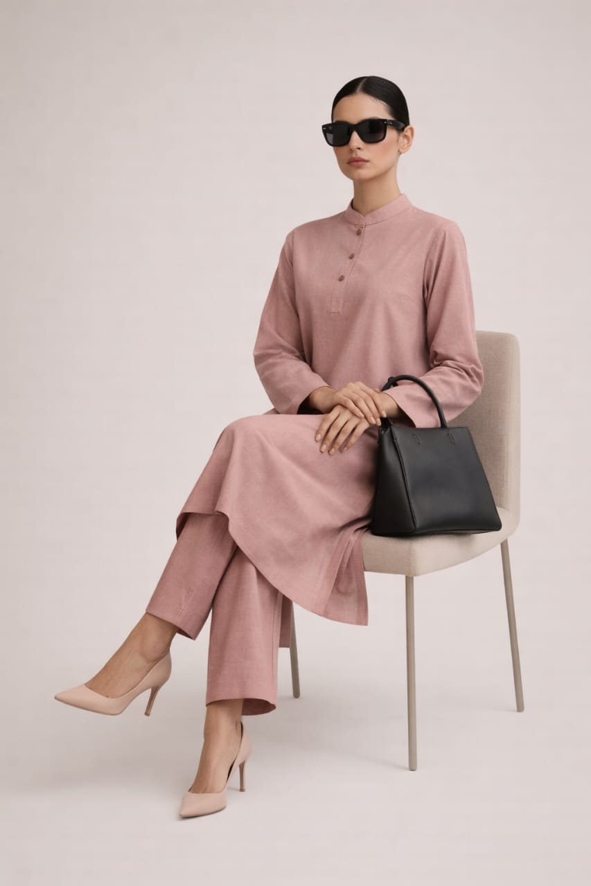 Elegant Women – Powdered Rose 2PC Premium Cotton Set (RTW | Summer Drop 03)