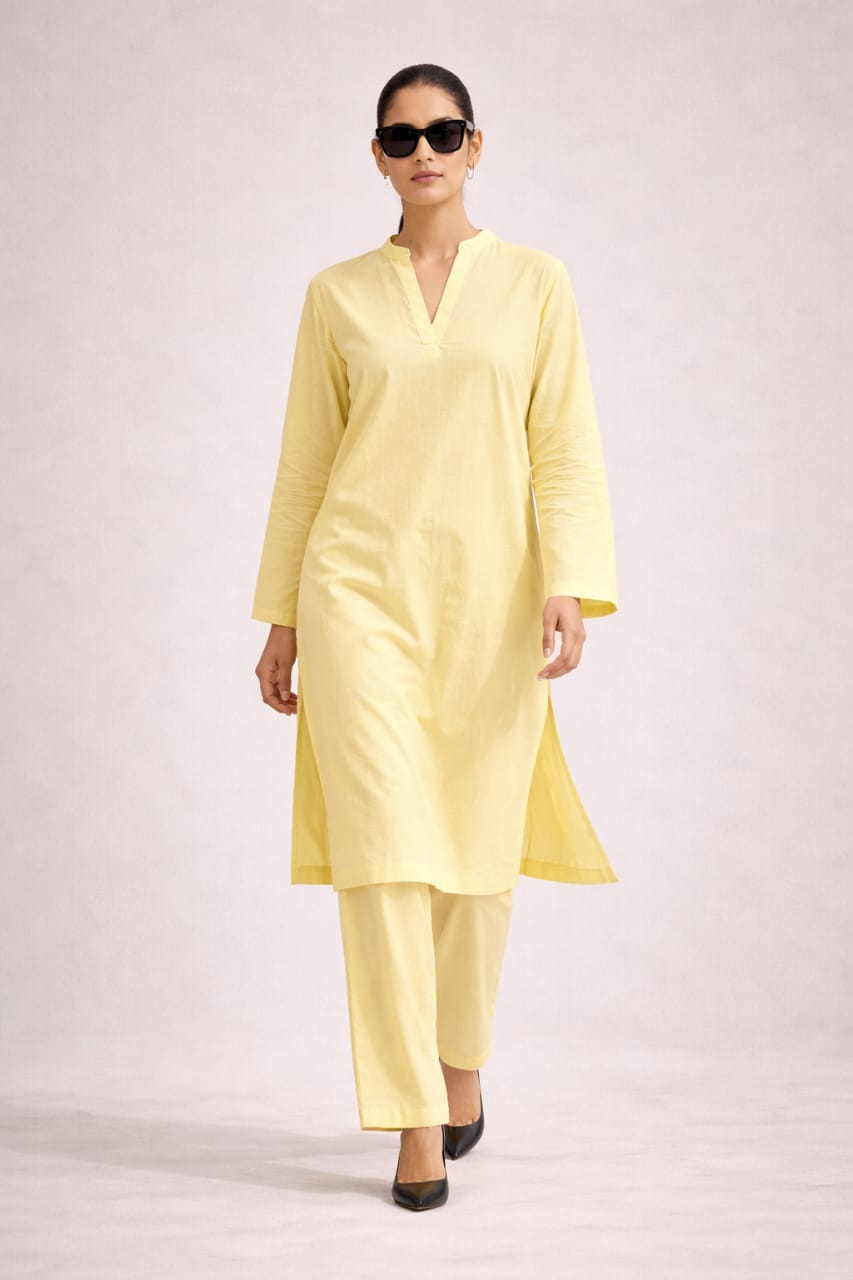 Elegant Women – Frosted Lemon Premium Cotton 2PC Set-RTW | DROP-04