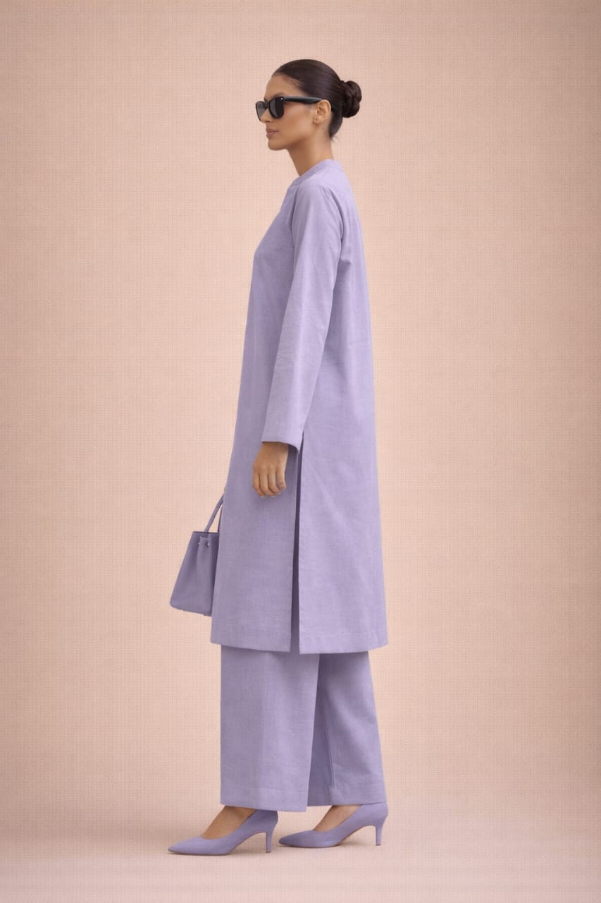 Elegant Women – Soft Lavender Premium Cotton 2PC Set-RTW | DROP-04