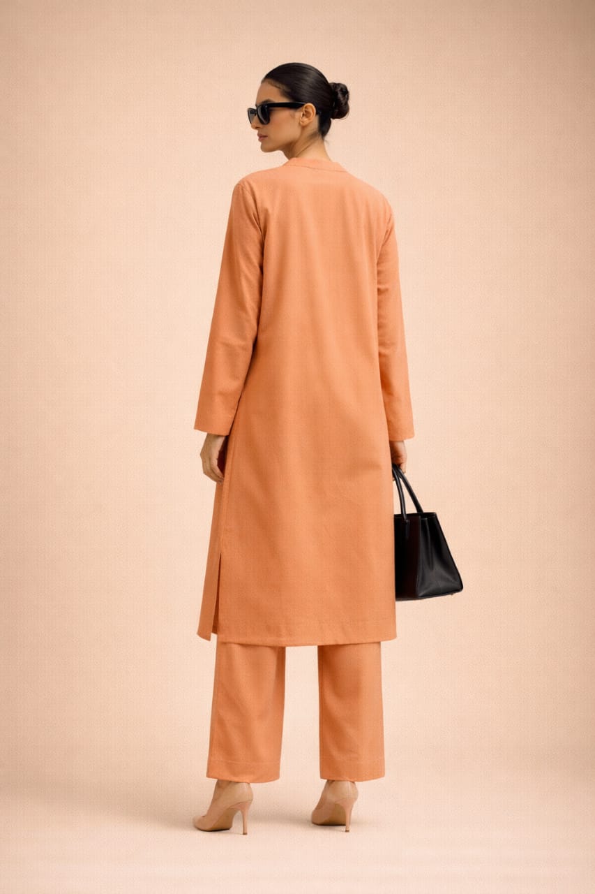 Elegant Women – Sunset Apricot Premium Cotton 2PC Set-RTW | DROP-04