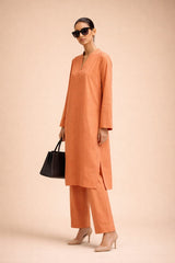 Elegant Women – Sunset Apricot Premium Cotton 2PC Set-RTW | DROP-04