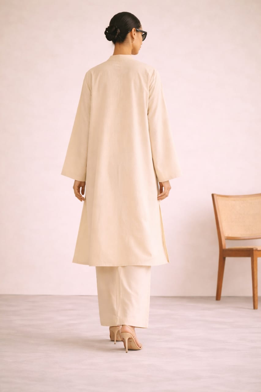 Elegant Women – Soft Power Sand Beige 2PC Premium Cotton Set (RTW | Summer Drop 05)