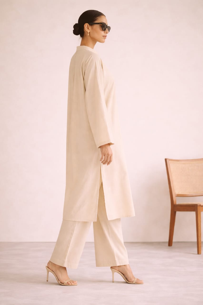 Elegant Women – Soft Power Sand Beige 2PC Premium Cotton Set (RTW | Summer Drop 05)