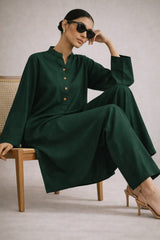 Elegant Women – Soft Power Emerald Deep Green 2PC Premium Cotton Set (RTW | Summer Drop 05)