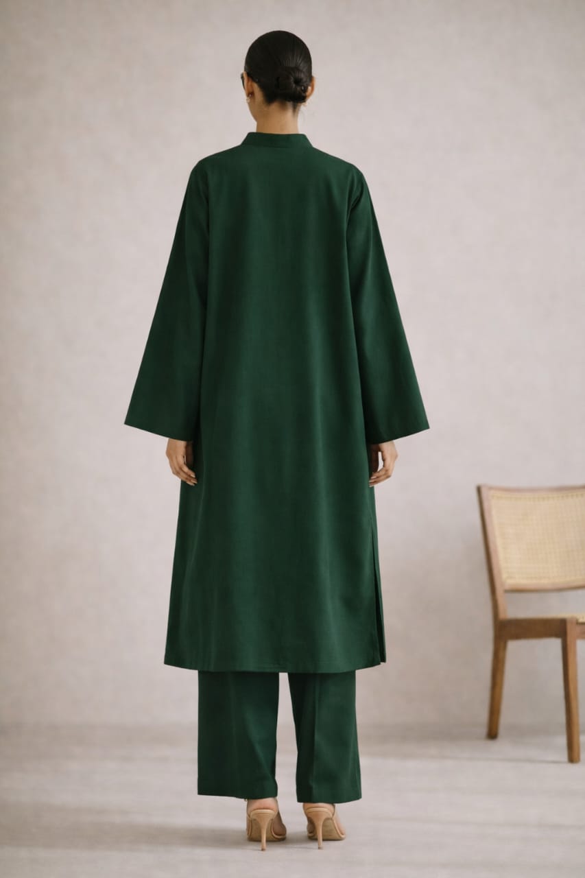 Elegant Women – Soft Power Emerald Deep Green 2PC Premium Cotton Set (RTW | Summer Drop 05)