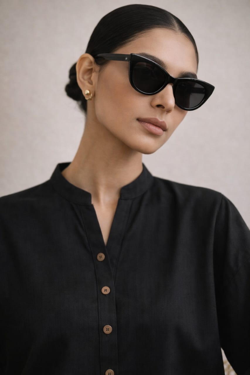 Elegant Women – Soft Power Midnight Ash Black 2PC Premium Cotton Set (RTW | Summer Drop 05)