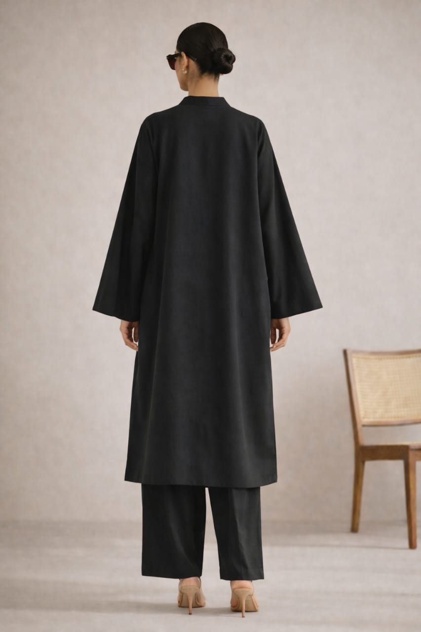 Elegant Women – Soft Power Midnight Ash Black 2PC Premium Cotton Set (RTW | Summer Drop 05)