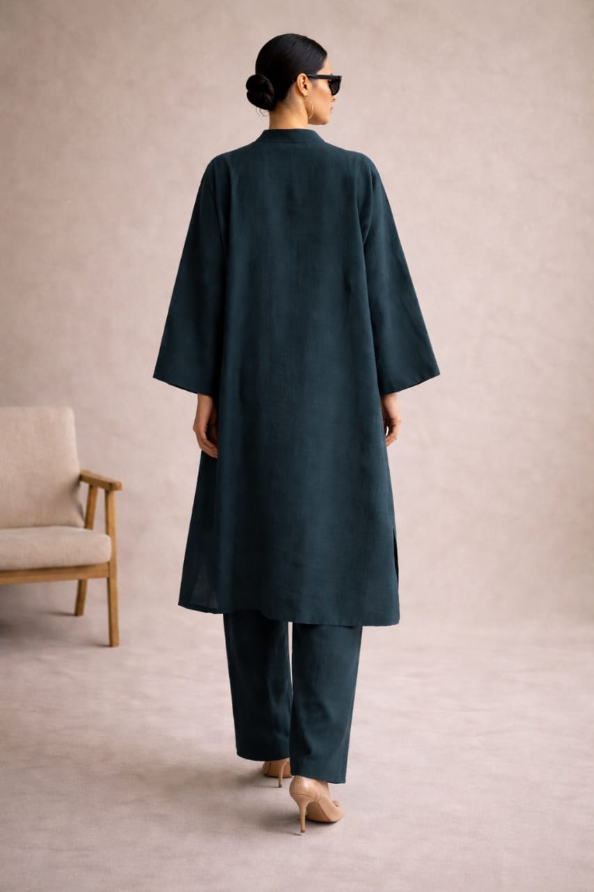 Elegant Women – Soft Power Deep Teal 2PC Premium Cotton Set (RTW | Summer Drop 05)