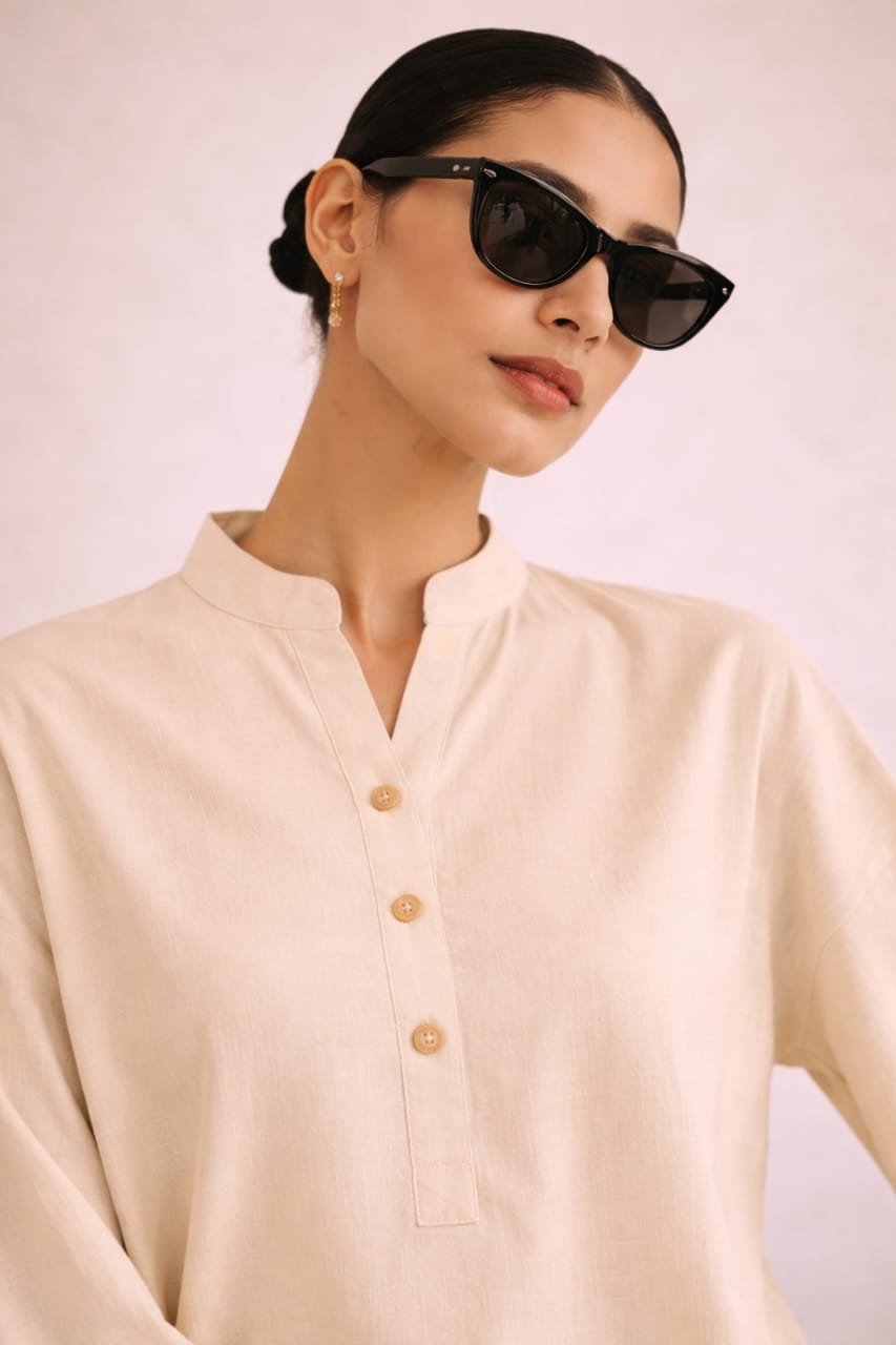Elegant Women – Soft Power Sand Beige 2PC Premium Cotton Set (RTW | Summer Drop 05)