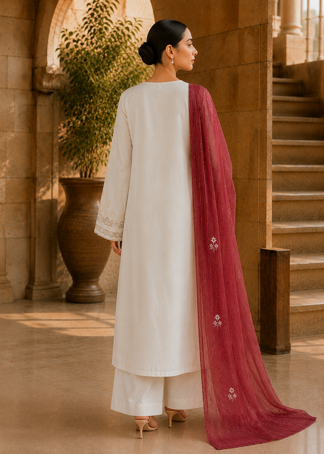 Aveline – Ivory Berry  Muted cream l RTW I 3PC-Embroidered I Drop07)