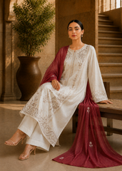 Aveline – Ivory Berry  Muted cream l RTW I 3PC-Embroidered I Drop07)