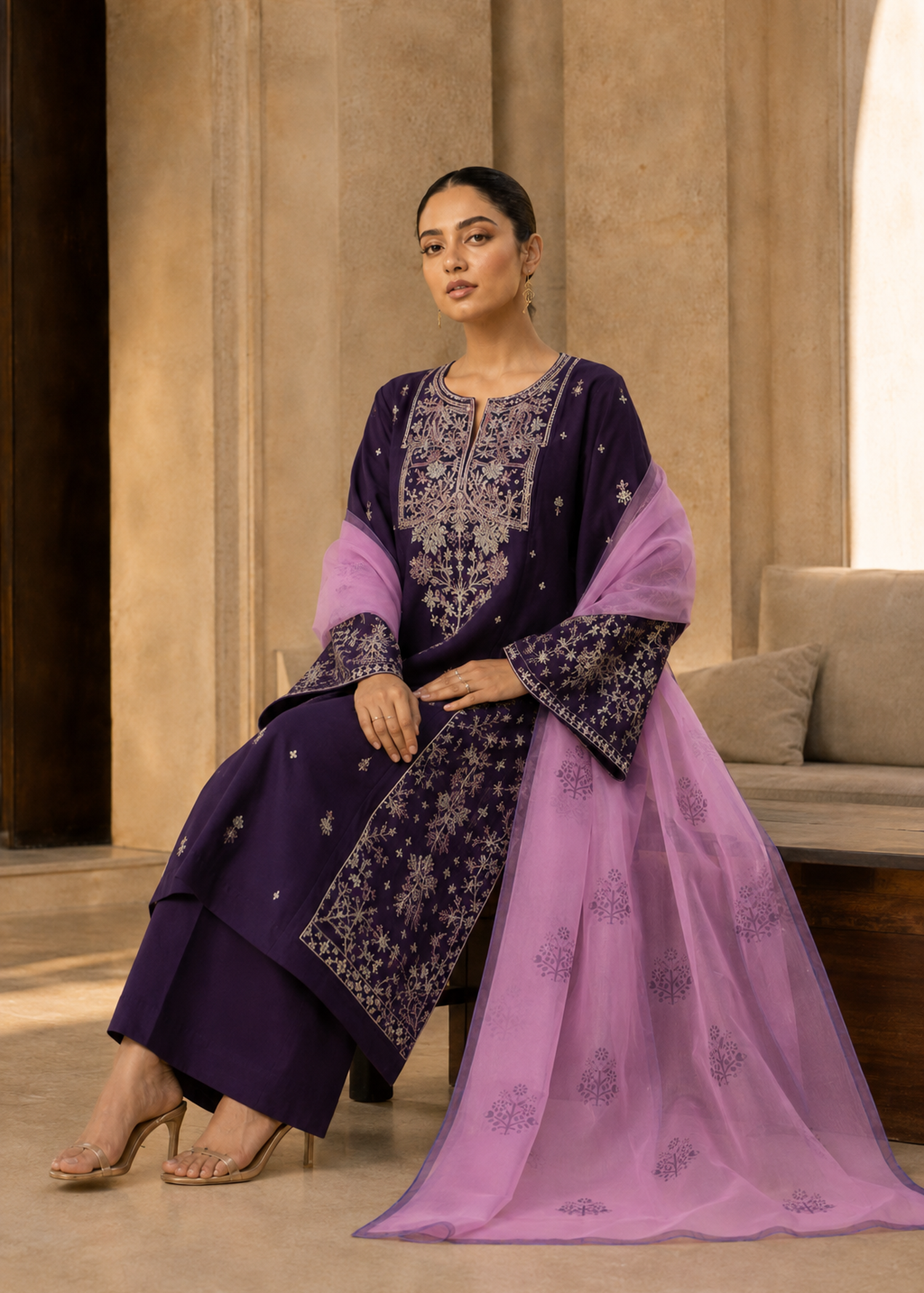 Amara – Royal Aubergine l RTW I 3PC-Embroidered I Drop07)